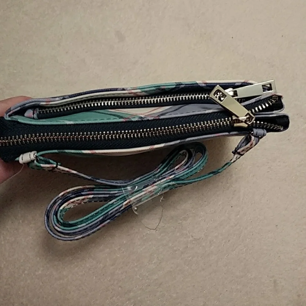 Plaid RFID-Blocking Crossbody Wallet